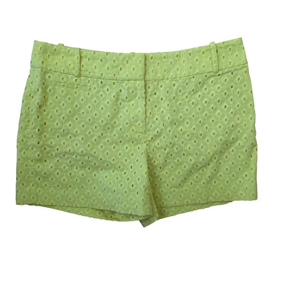 Ann Taylor LOFT Pants - Ann Taylor LOFT Womens Lime Green Eyelet Geometric‎ Shorts Size 6 Citron Summer